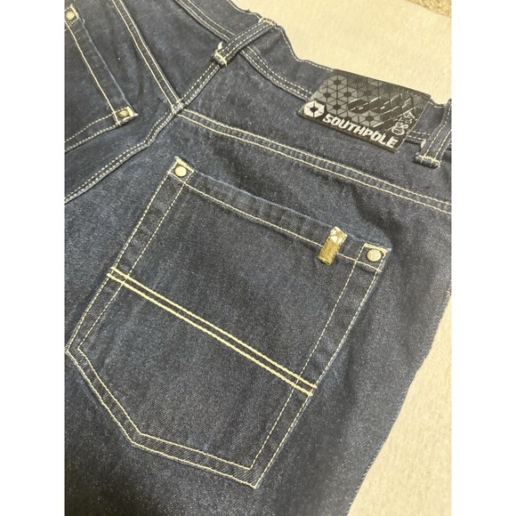 Southpole Jeans Vintage Y2K Baggy Grunge Wide Leg Size 36 X 30 Dark Blue Wash - Picture 5 of 11